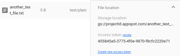 Firebase download tokens in the Firebase Console